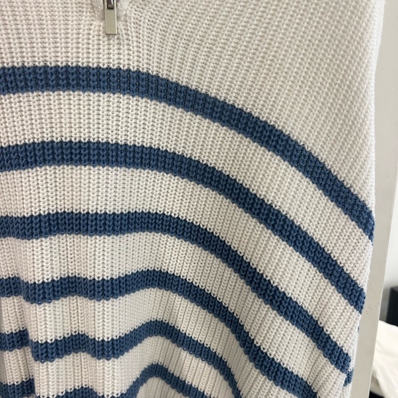 Edikted White and Blue Striped Quarter Zip Sweater - Picture 3 of 4